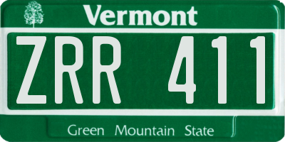 VT license plate ZRR411