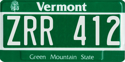 VT license plate ZRR412