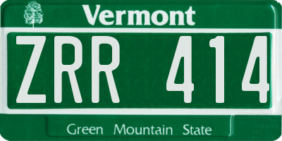 VT license plate ZRR414