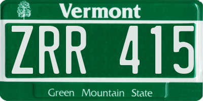 VT license plate ZRR415