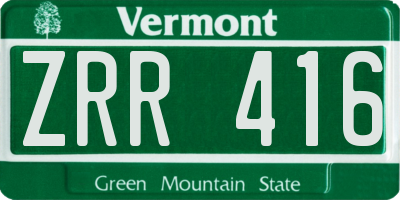 VT license plate ZRR416