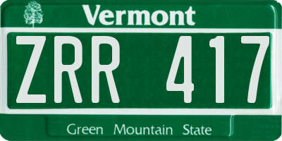 VT license plate ZRR417