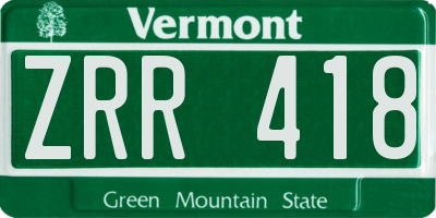 VT license plate ZRR418