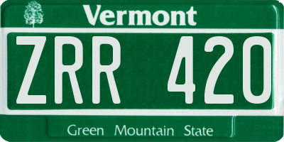 VT license plate ZRR420