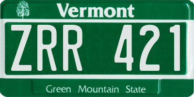 VT license plate ZRR421