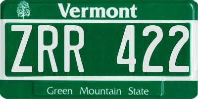 VT license plate ZRR422
