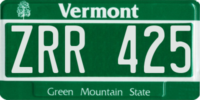 VT license plate ZRR425