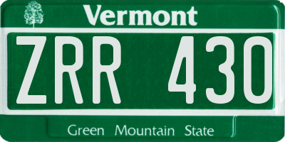 VT license plate ZRR430