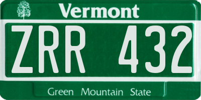 VT license plate ZRR432