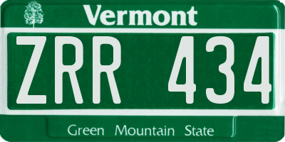 VT license plate ZRR434