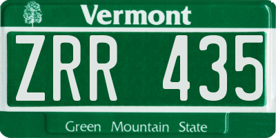 VT license plate ZRR435