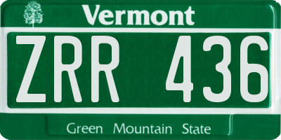 VT license plate ZRR436