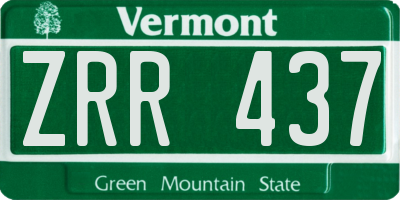 VT license plate ZRR437