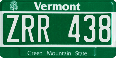 VT license plate ZRR438
