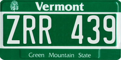 VT license plate ZRR439