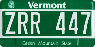 VT license plate ZRR447