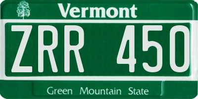VT license plate ZRR450