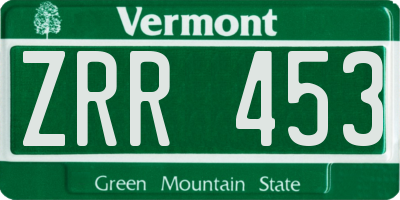 VT license plate ZRR453