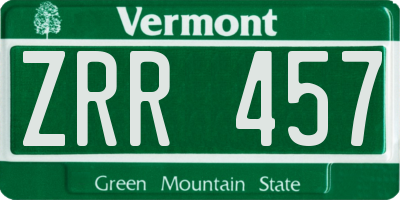VT license plate ZRR457
