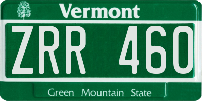 VT license plate ZRR460