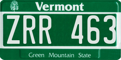 VT license plate ZRR463