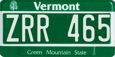 VT license plate ZRR465