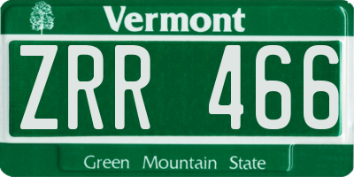 VT license plate ZRR466