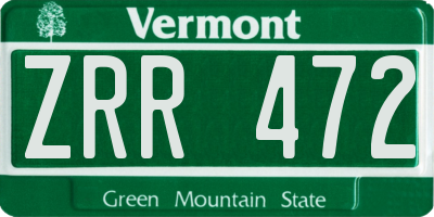 VT license plate ZRR472