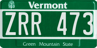 VT license plate ZRR473