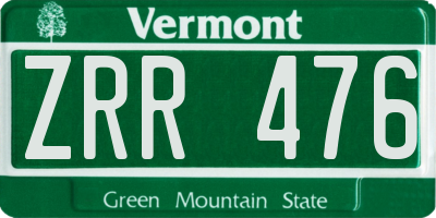 VT license plate ZRR476