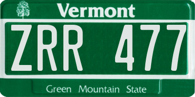 VT license plate ZRR477
