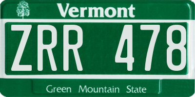 VT license plate ZRR478