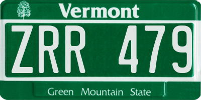 VT license plate ZRR479