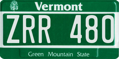VT license plate ZRR480