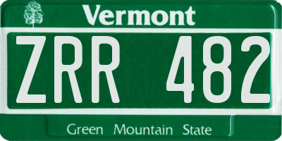 VT license plate ZRR482