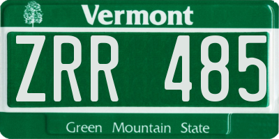 VT license plate ZRR485