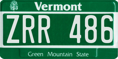 VT license plate ZRR486