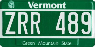 VT license plate ZRR489
