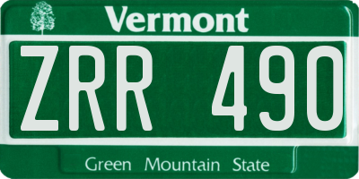 VT license plate ZRR490