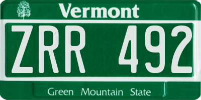 VT license plate ZRR492