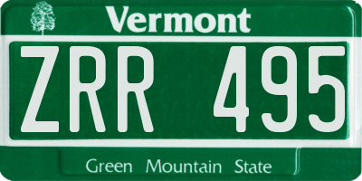VT license plate ZRR495