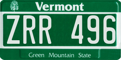 VT license plate ZRR496
