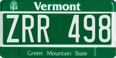 VT license plate ZRR498