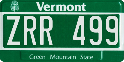 VT license plate ZRR499