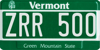 VT license plate ZRR500