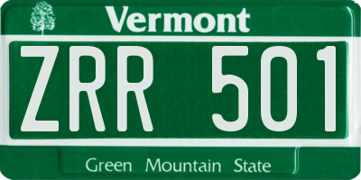 VT license plate ZRR501