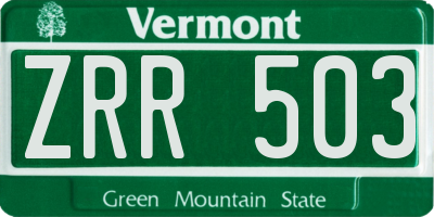 VT license plate ZRR503
