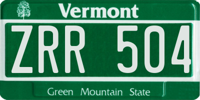 VT license plate ZRR504
