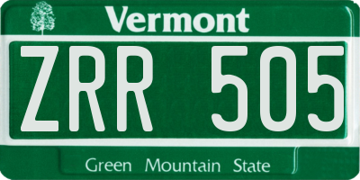 VT license plate ZRR505