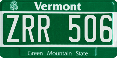 VT license plate ZRR506